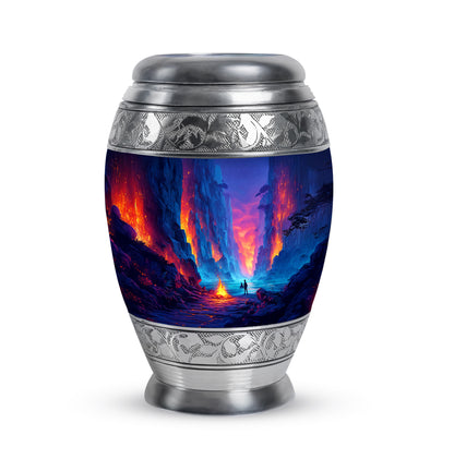 Lustrous Campfire Cremation Urns for Human Ashes - Blue 10-inch - Yatskia