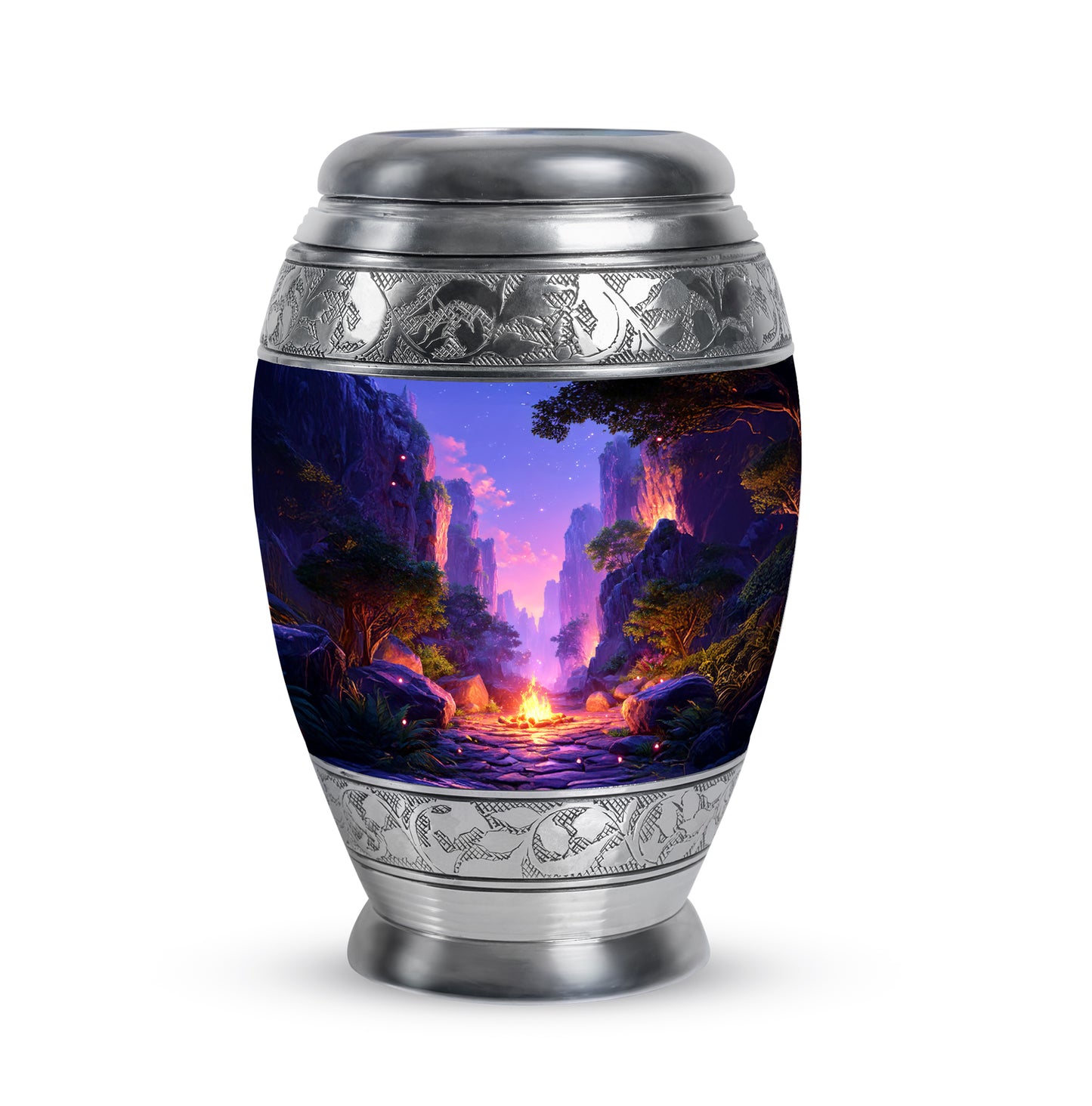 Personalized Elegant Campfire Cremation Urns - Blue 10-inch, 200 cu in - Yatskia
