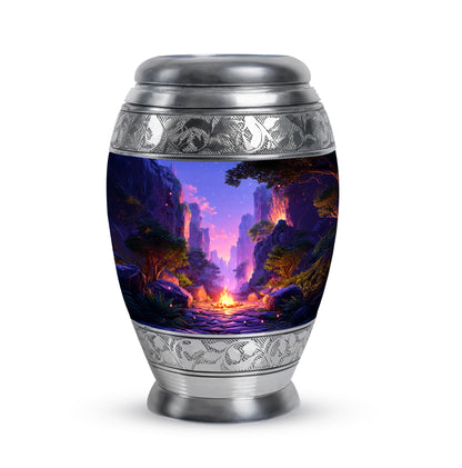 Personalized Elegant Campfire Cremation Urns - Blue 10-inch, 200 cu in - Yatskia