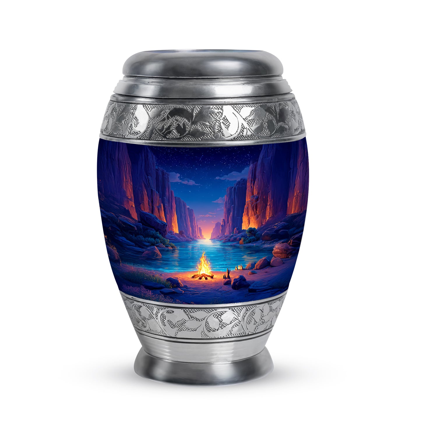 Blue Sacred Campfire Cremation Urns for Human Ashes - 10-inch, 200 cu in - Yatskia