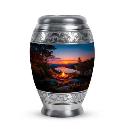 Blue Campfire Farewell Cremation Urns for Human Ashes - 10-inch, 200 cu in - Yatskia