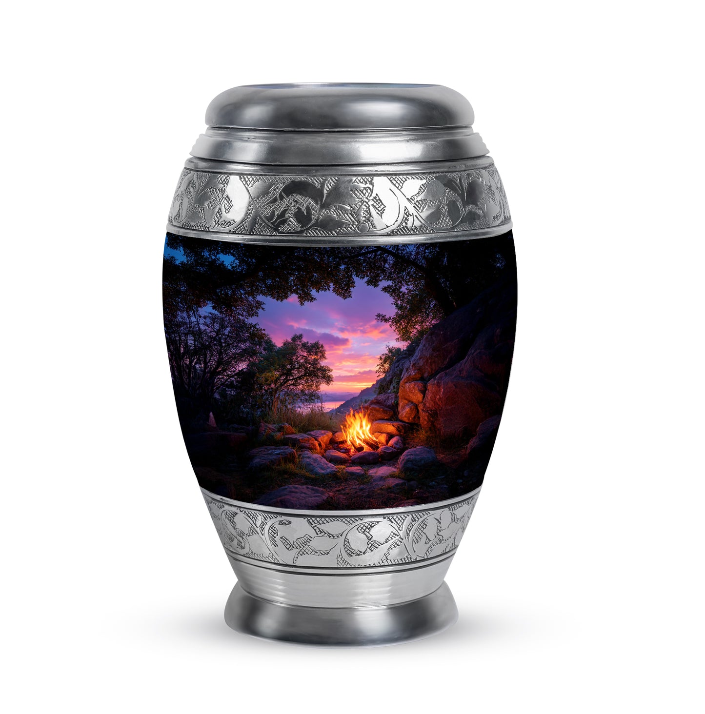 Black Comforting Campfire Memorial Urn for Ashes - 10-inch, 200 cu in - Yatskia
