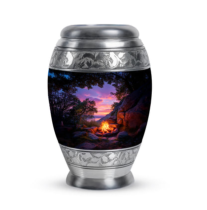 Black Comforting Campfire Memorial Urn for Ashes - 10-inch, 200 cu in - Yatskia
