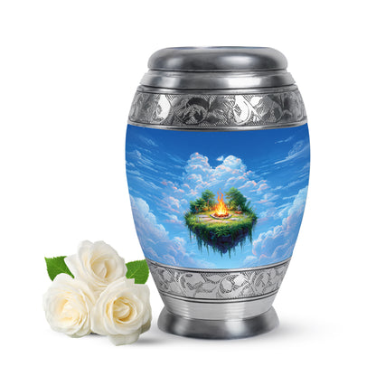 Blue Venerable Campfire Cremation Urns for Human Ashes - 10-inch, 200 cu in - Yatskia