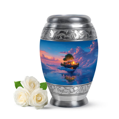 Blue Campfire Haven Cremation Urns for Human Ashes - 10-inch, 200 cu in - Yatskia