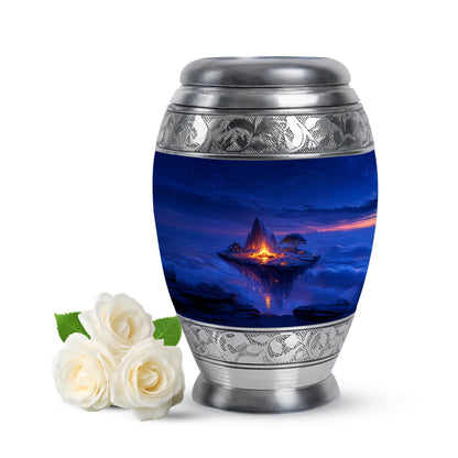 Radiant Campfire Memorial Cremation Urns - Blue 10-inch, 200 cu in - Yatskia