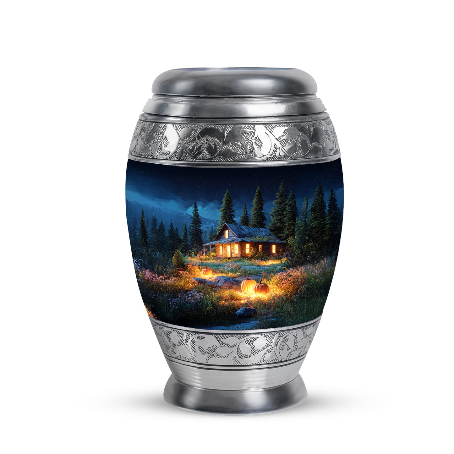 Harmonious Halloween Cremation Urns for Human Ashes - Blue 10-inch - Yatskia