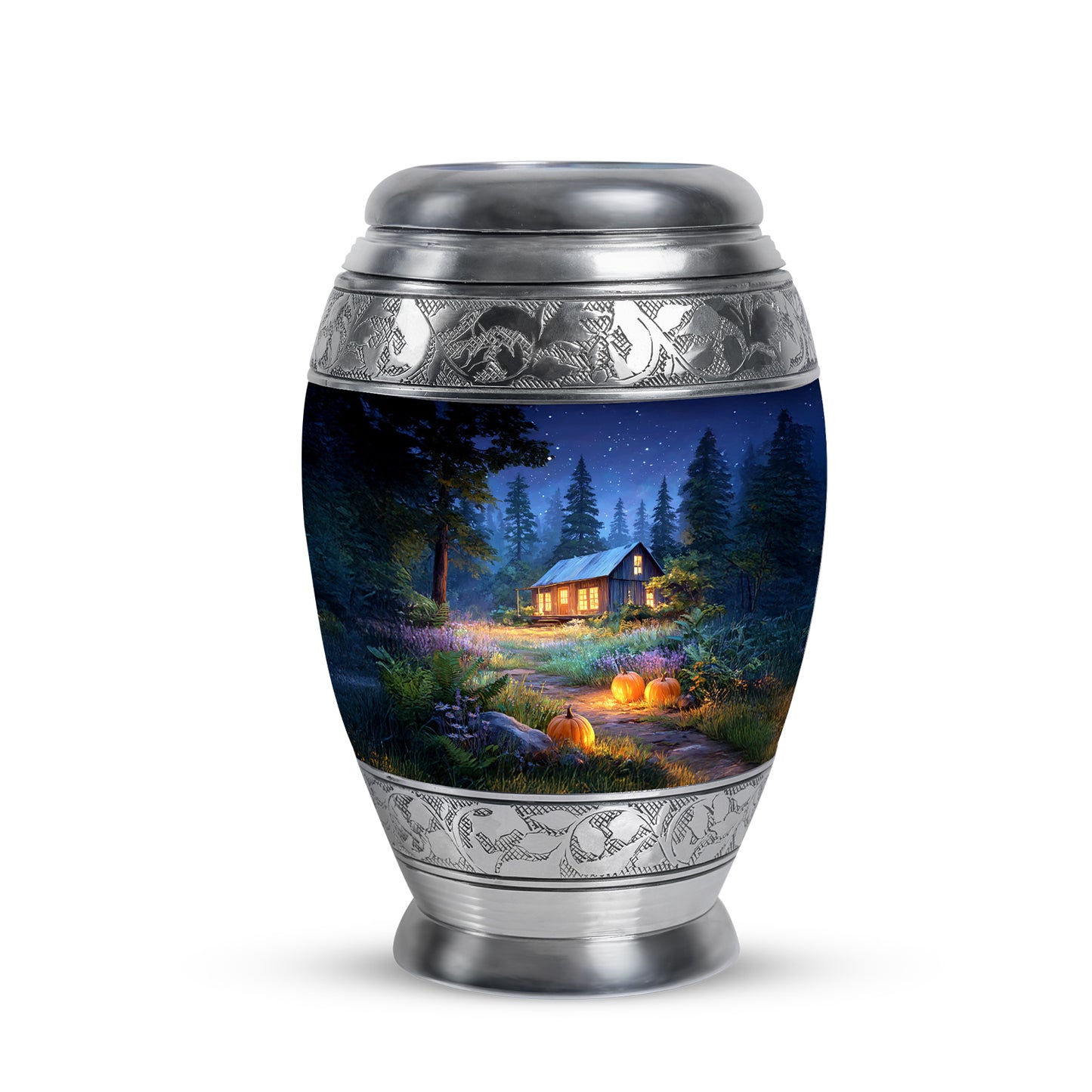 Personalized Blue Halloween Cremation Urns for Ashes - Peaceful 10-inch - Yatskia