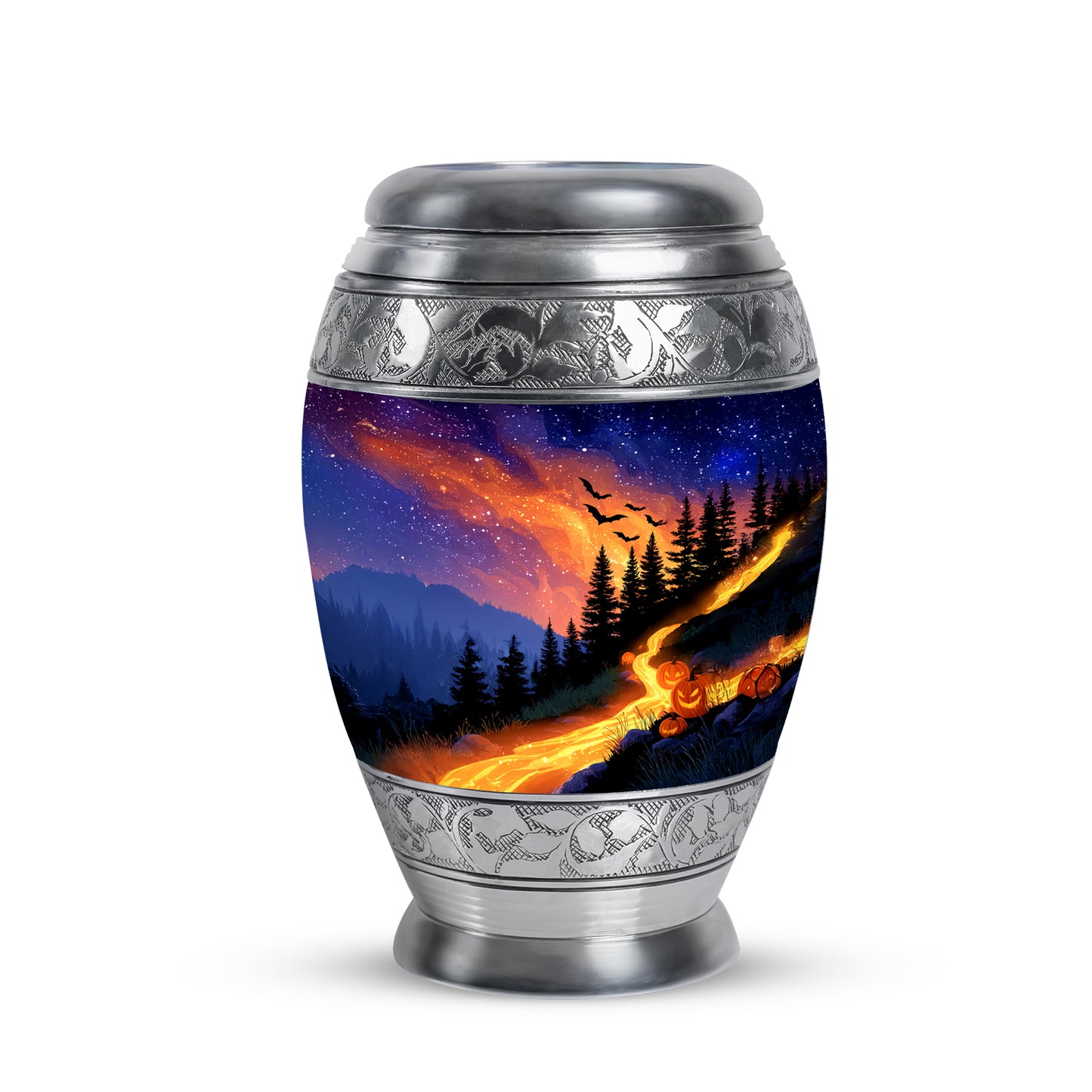 Blue Comforting Halloween Memorial Urn for Ashes - 10-inch, 200 cu in - Yatskia