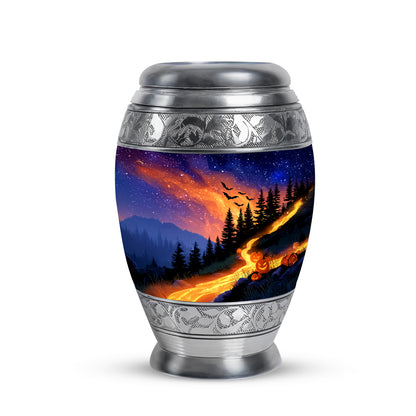 Blue Comforting Halloween Memorial Urn for Ashes - 10-inch, 200 cu in - Yatskia