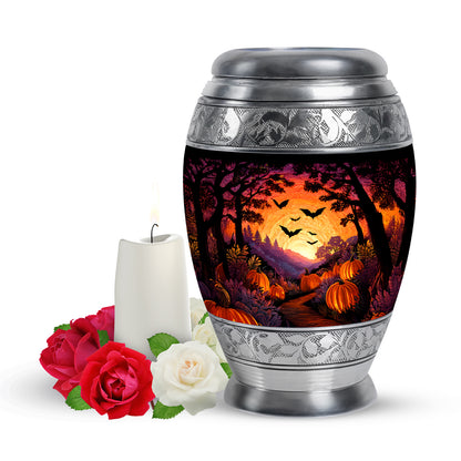 Personalized Refined Halloween Cremation Urns - Black 10-inch, 200 cu in - Yatskia