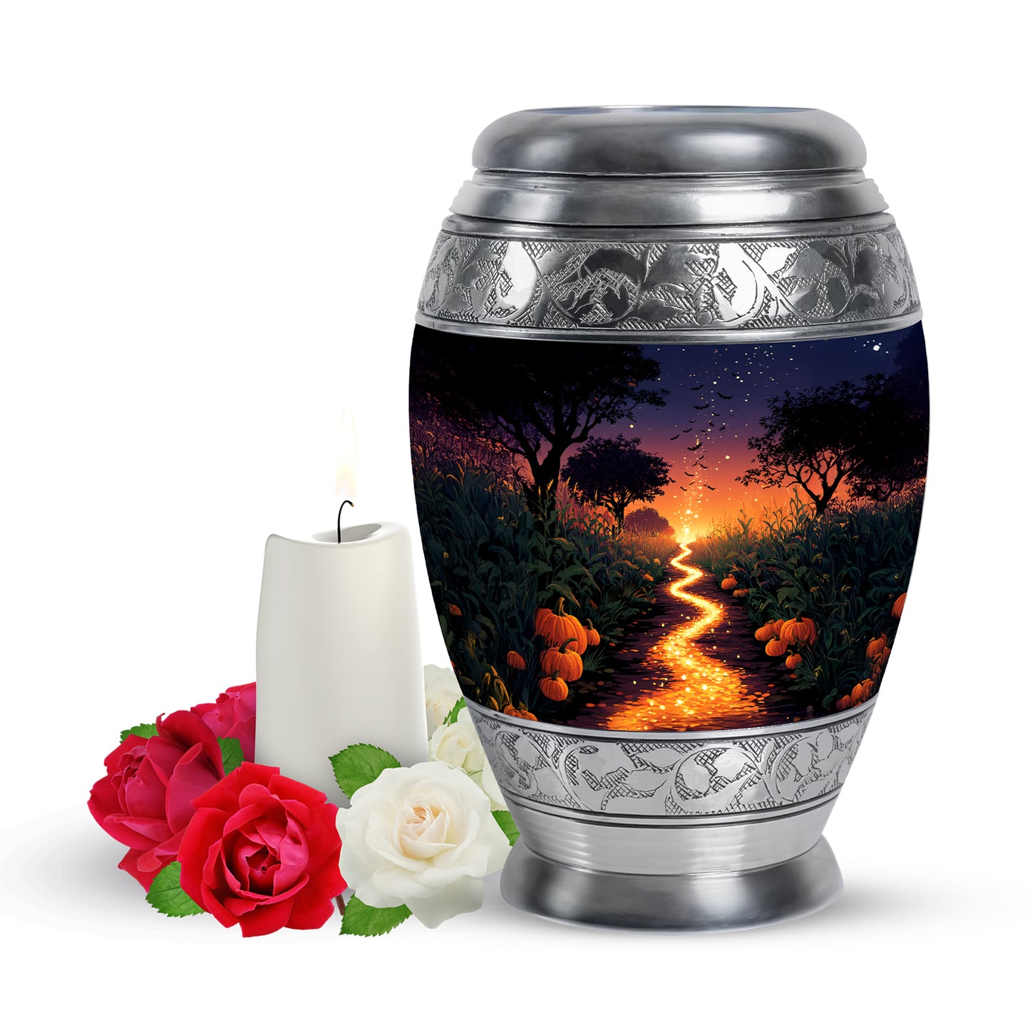 Ethereal Halloween Memorial Cremation Urns - Blue 10-inch, 200 cu in - Yatskia