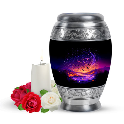 Black Serene Halloween Memorial Urn for Ashes - 10-inch, 200 cu in - Yatskia