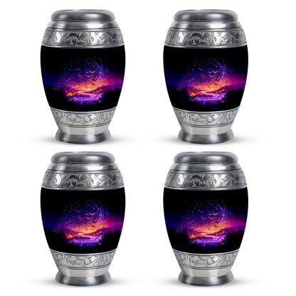 Obsidian Black Halloween Cremation Urn urn with complimentary velvet bag - royal halloween engraving with decorative scrollwork - 10 inch aluminum urn for cremated remains