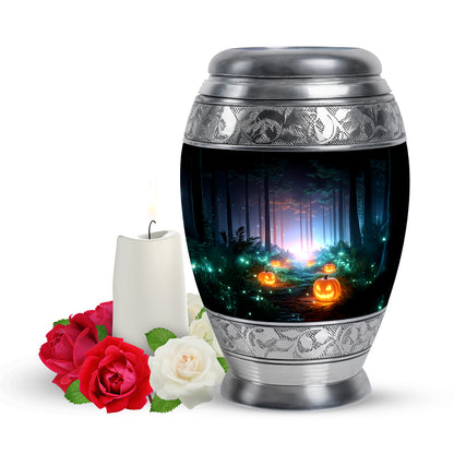 Personalized Halloween Cremation Urns - Tranquil Black 10-inch, 200 cu in - Yatskia