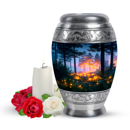 Stunning Blue Halloween Blessing Urn for Human Ashes - 10-inch, 200 cu in - Yatskia