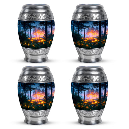 Navy Blue Halloween Cremation Urn urn with complimentary velvet bag - regal halloween design with crown-inspired accents - 10 inch aluminum urn for cremated remains