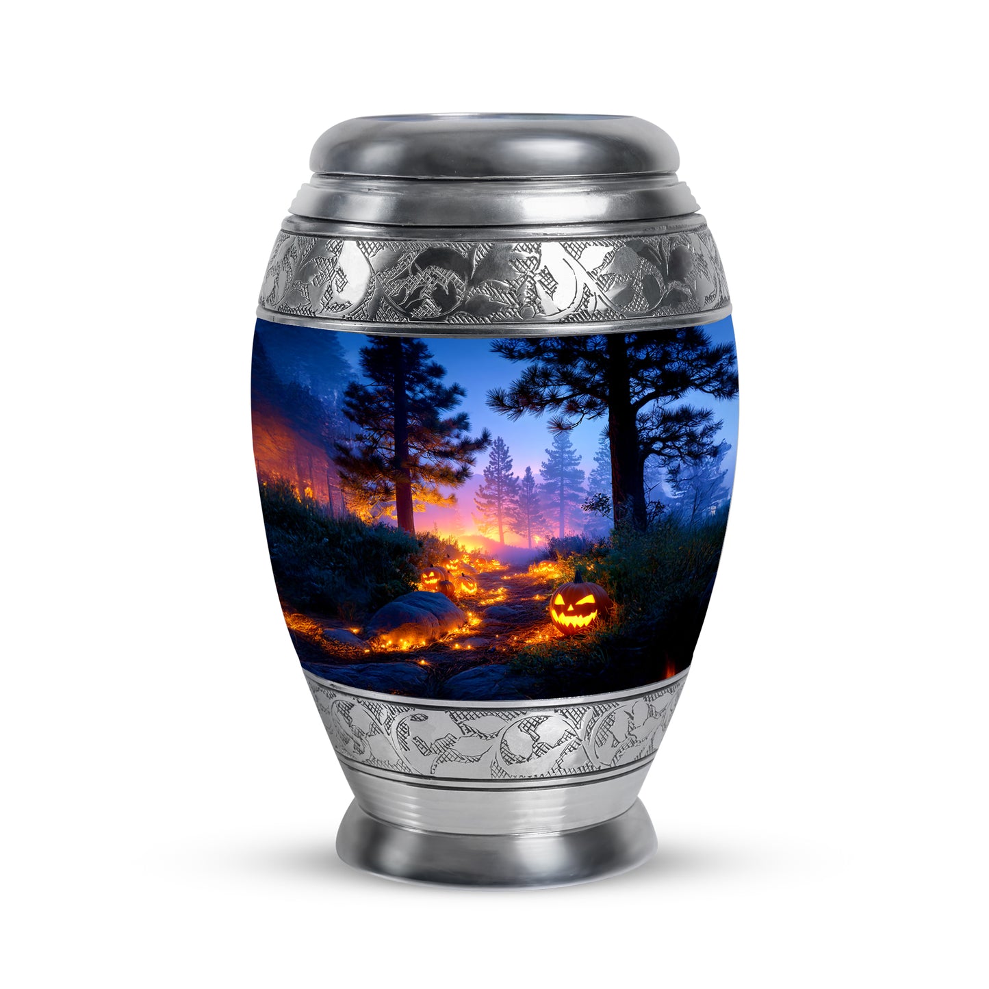 Lustrous Halloween Cremation Urns for Human Ashes - Blue 10-inch - Yatskia