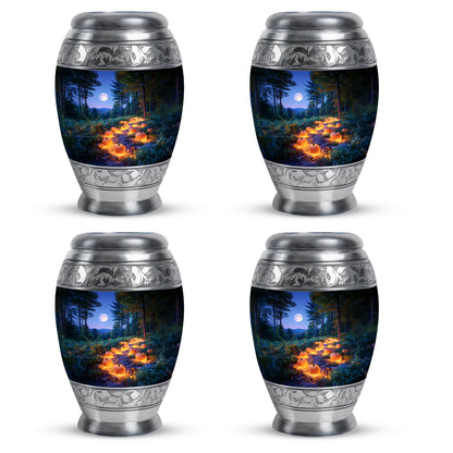 Sapphire Blue Halloween Cremation Urn urn with complimentary velvet bag - royal halloween engraving with decorative scrollwork - 10 inch aluminum urn for cremated remains