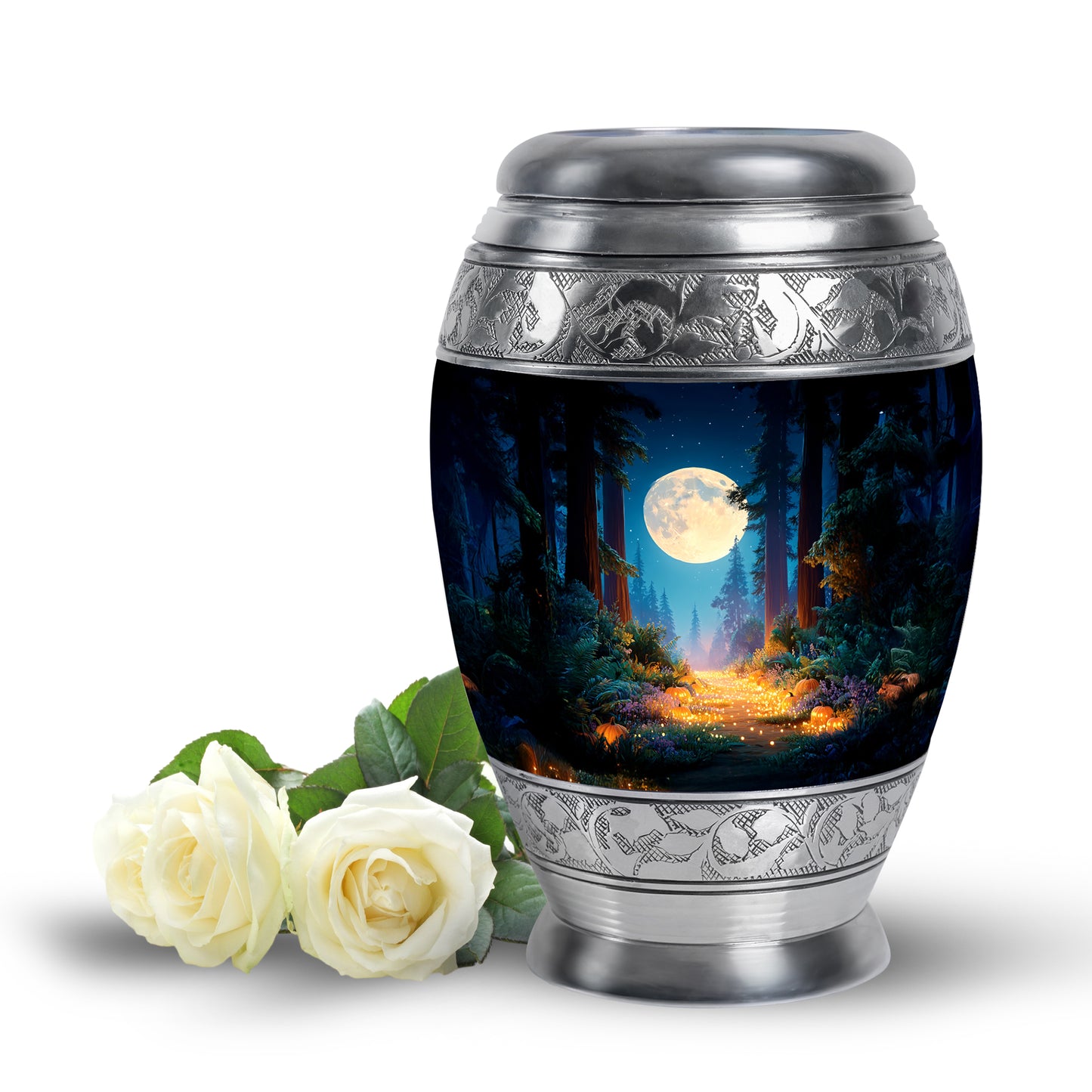 Personalized Blue Halloween Cremation Urns for Ashes - Transcendent 10-inch - Yatskia