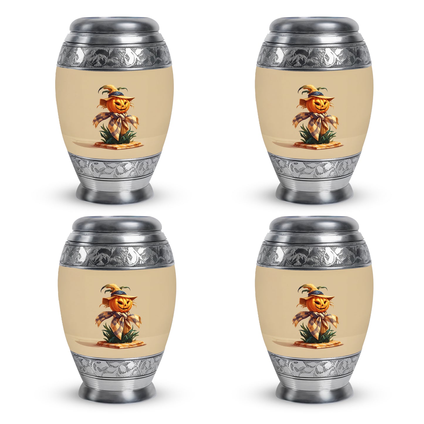 Amber Gold Halloween Cremation Urn urn with complimentary velvet bag - regal halloween design with crown-inspired accents - 10 inch aluminum urn for cremated remains
