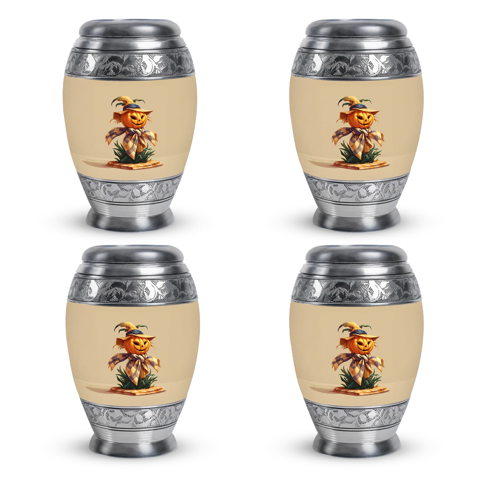 Amber Gold Halloween Cremation Urn urn with complimentary velvet bag - regal halloween design with crown-inspired accents - 10 inch aluminum urn for cremated remains