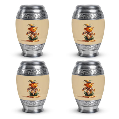 Amber Gold Halloween Cremation Urn urn with complimentary velvet bag - regal halloween design with crown-inspired accents - 10 inch aluminum urn for cremated remains