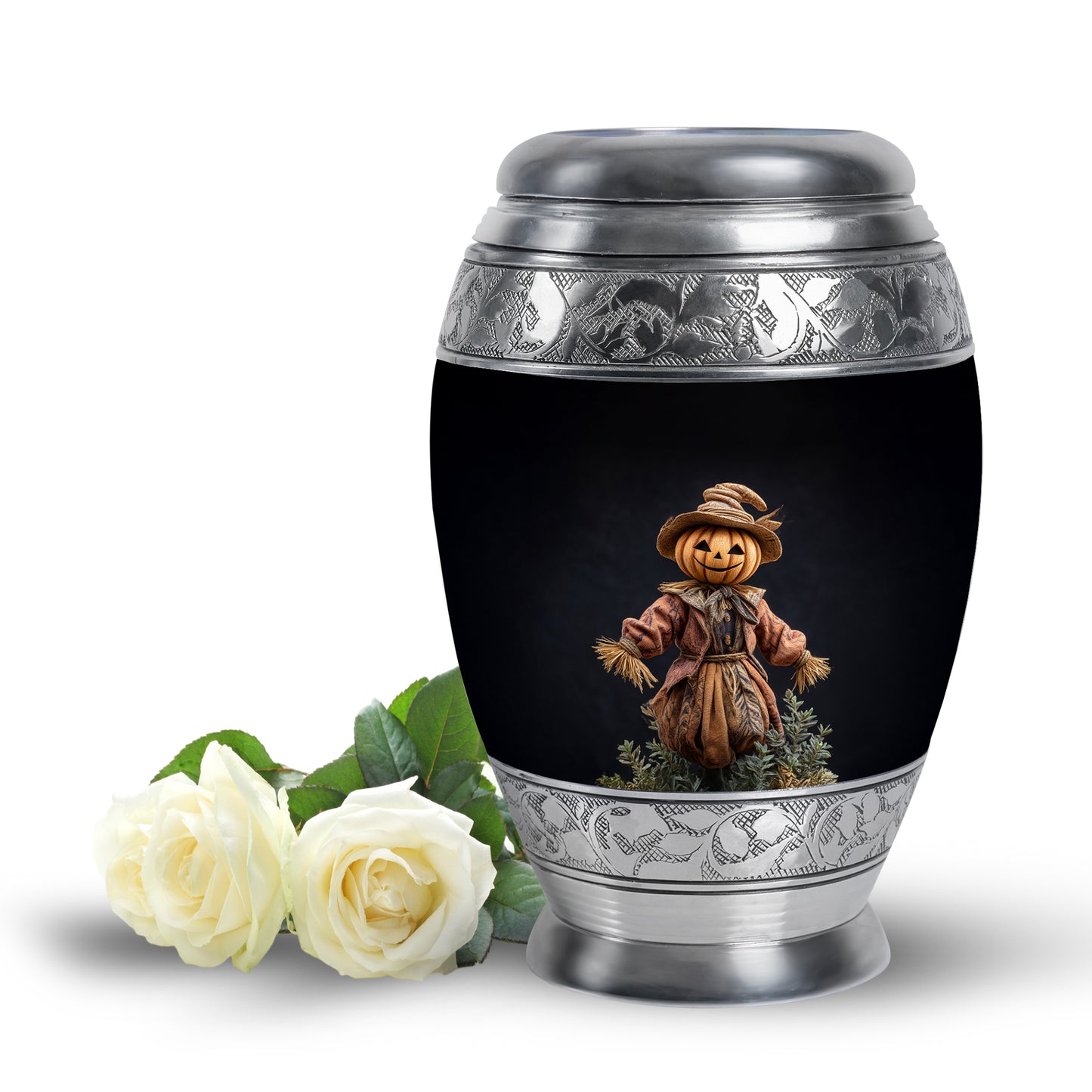 Lustrous Halloween Cremation Urns for Human Ashes - Black 10-inch - Yatskia