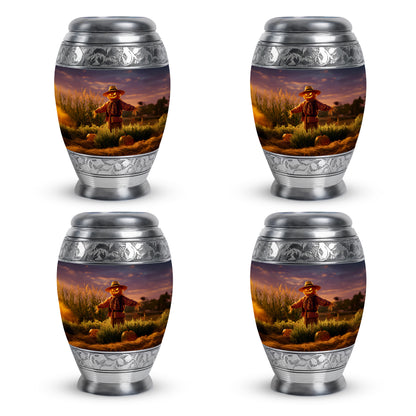 Royal Purple Halloween Cremation Urn urn with complimentary velvet bag - majestic halloween pattern with filigree border - 10 inch aluminum urn for cremated remains