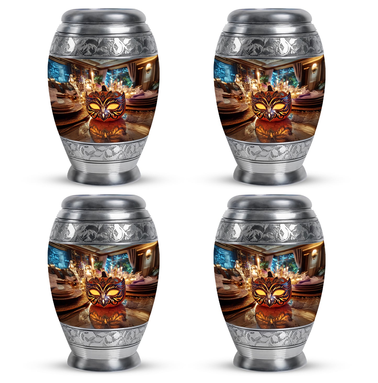 Gilded Gold Halloween Cremation Urn urn with complimentary velvet bag - regal halloween design with crown-inspired accents - 10 inch aluminum urn for cremated remains