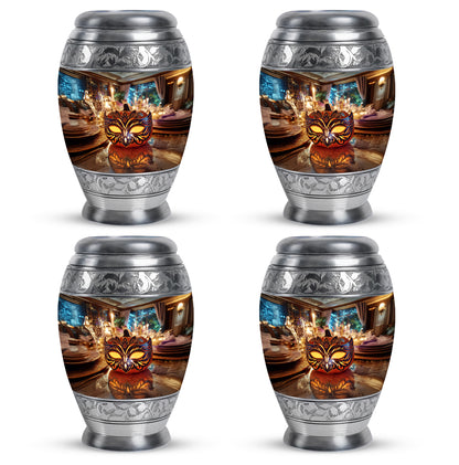 Gilded Gold Halloween Cremation Urn urn with complimentary velvet bag - regal halloween design with crown-inspired accents - 10 inch aluminum urn for cremated remains