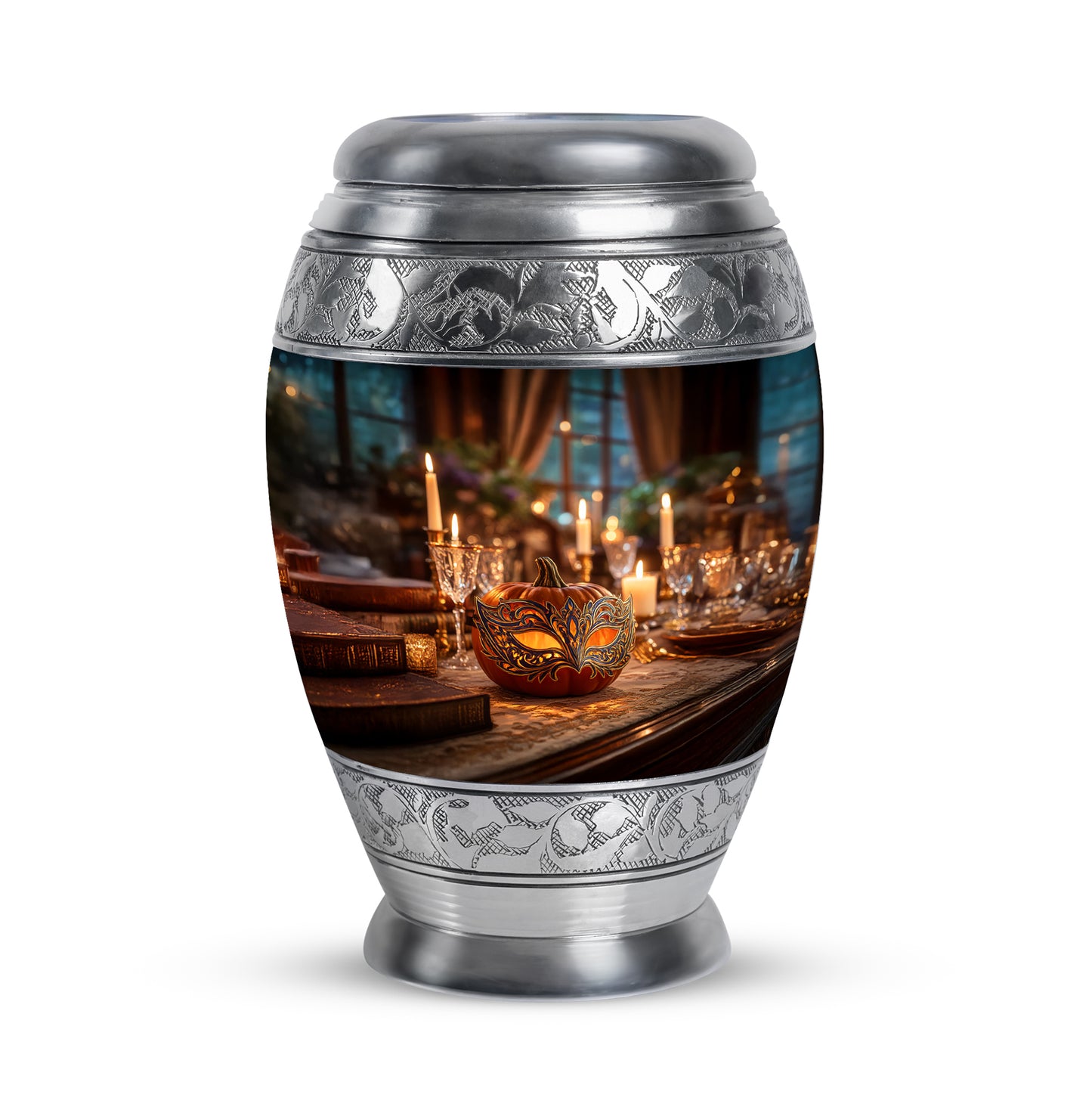 Distinguished Gold Halloween Cremation Urn for Ashes - 10-inch, 200 cu in - Yatskia