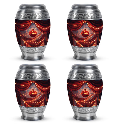 Garnet Red Halloween Cremation Urn urn with complimentary velvet bag - regal halloween design with crown-inspired accents - 10 inch aluminum urn for cremated remains