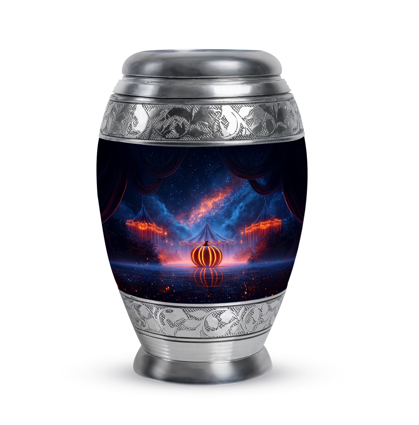 Blue Resounding Halloween Memorial Urn for Ashes - 10-inch, 200 cu in - Yatskia