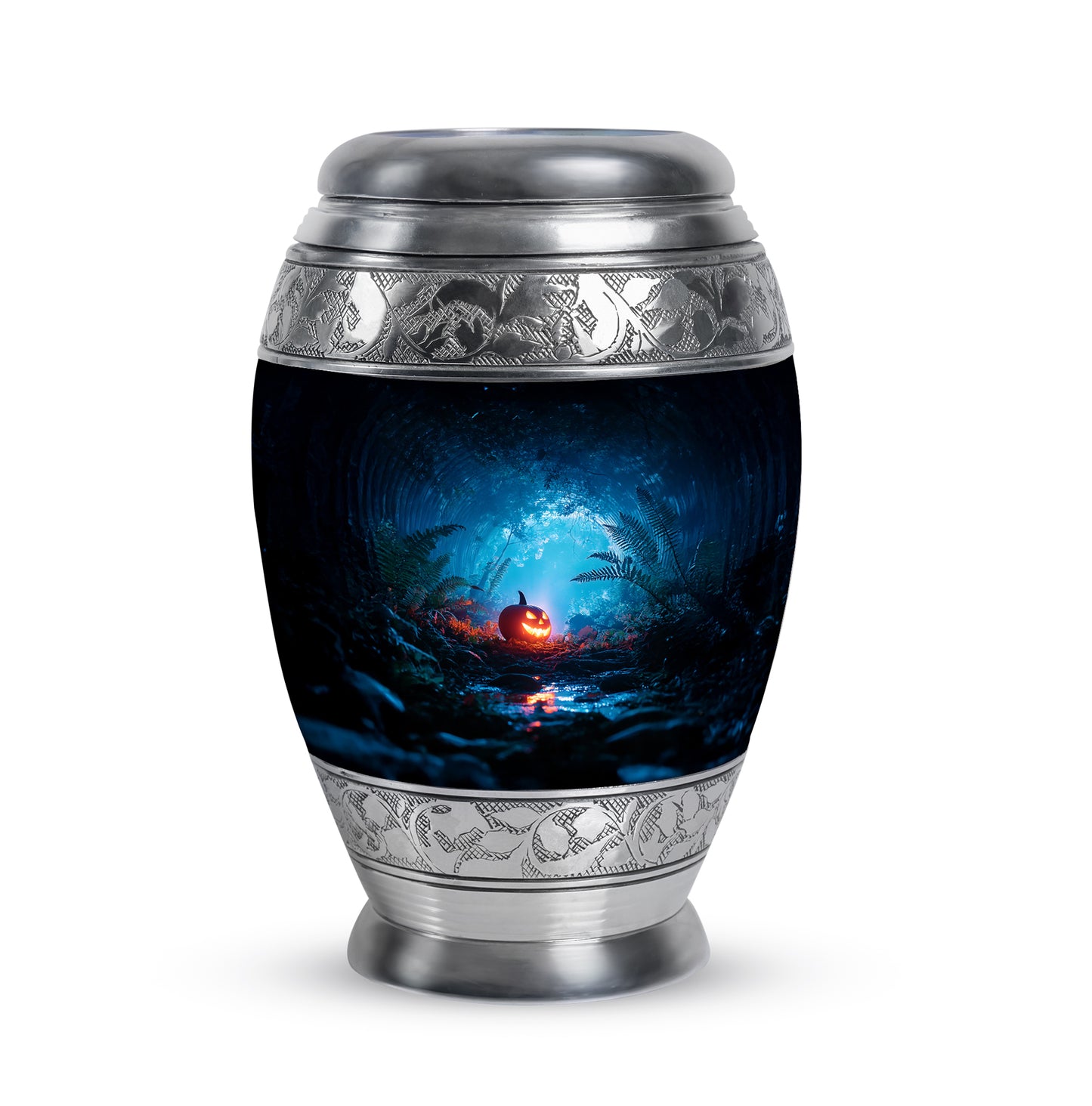 Black Sacred Halloween Cremation Urns for Human Ashes - 10-inch, 200 cu in - Yatskia