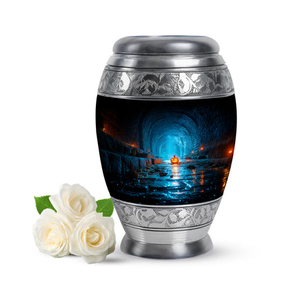Everlasting Black Halloween Passage Urn for Human Ashes - 10-inch, 200 cu in - Yatskia