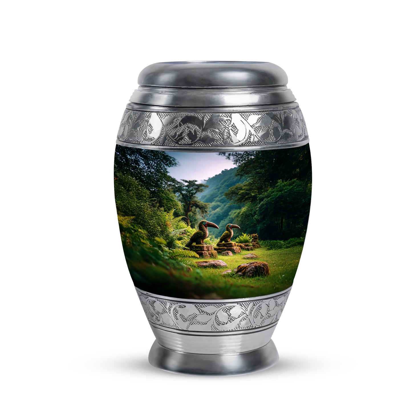 Harmonious Hornbill Cremation Urns for Human Ashes - Blue 10-inch - Yatskia