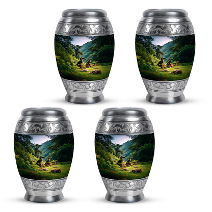 Sky Blue Hornbill Cremation Urn urn with complimentary velvet bag - regal hornbill design with crown-inspired accents - 10 inch aluminum urn for cremated remains