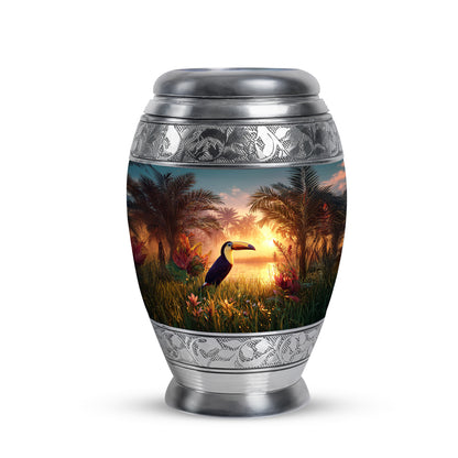 Personalized Teal Hornbill Cremation Urns for Ashes - Enchanting 10-inch - Yatskia