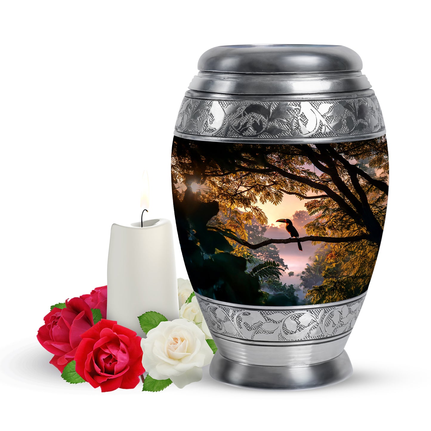 Resplendent Black Hornbill Cremation Urn for Ashes - 10-inch, 200 cu in - Yatskia
