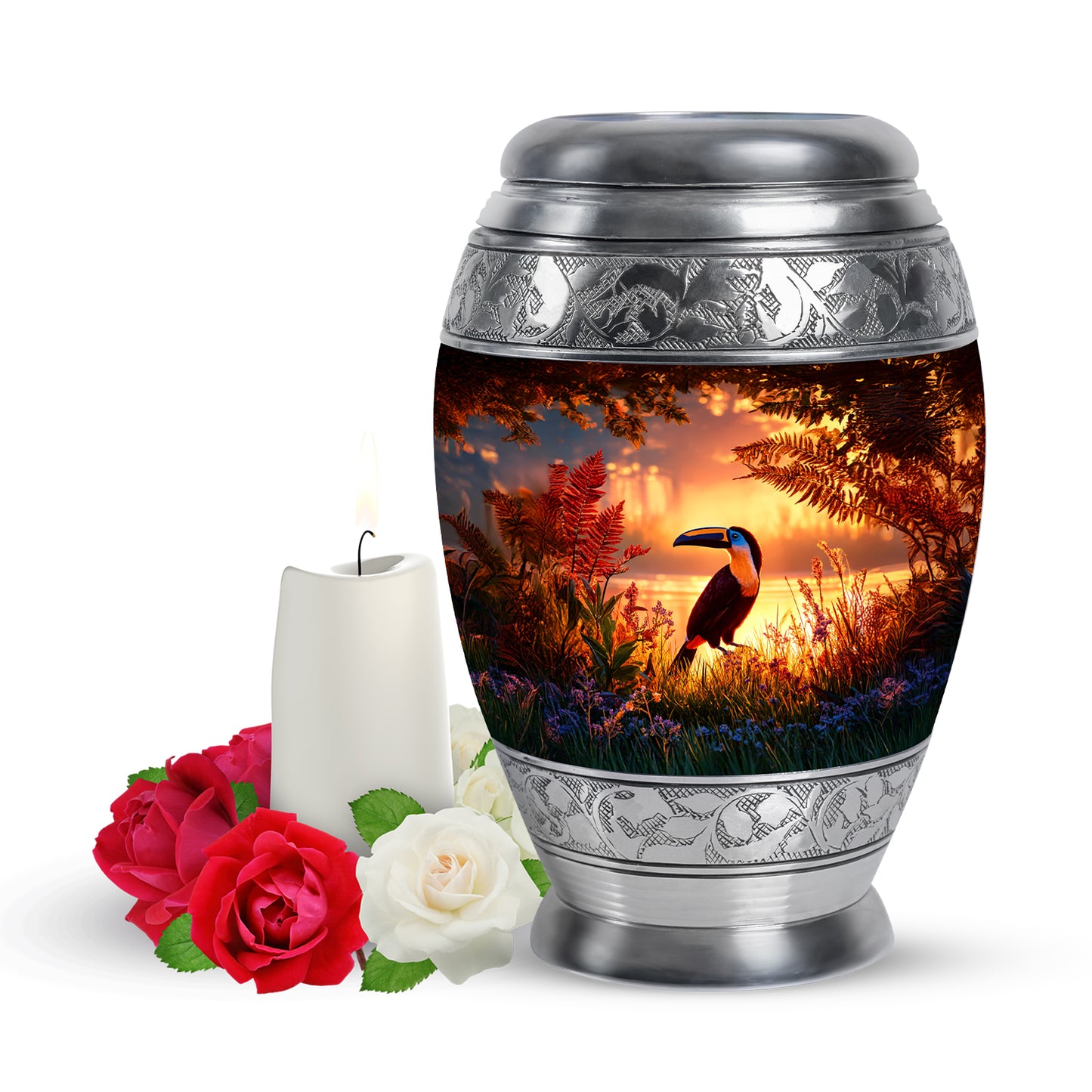 Hallowed Hornbill Cremation Urns for Human Ashes - Red 10-inch - Yatskia