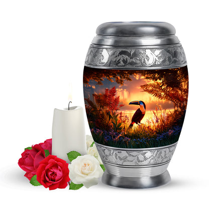 Hallowed Hornbill Cremation Urns for Human Ashes - Red 10-inch - Yatskia