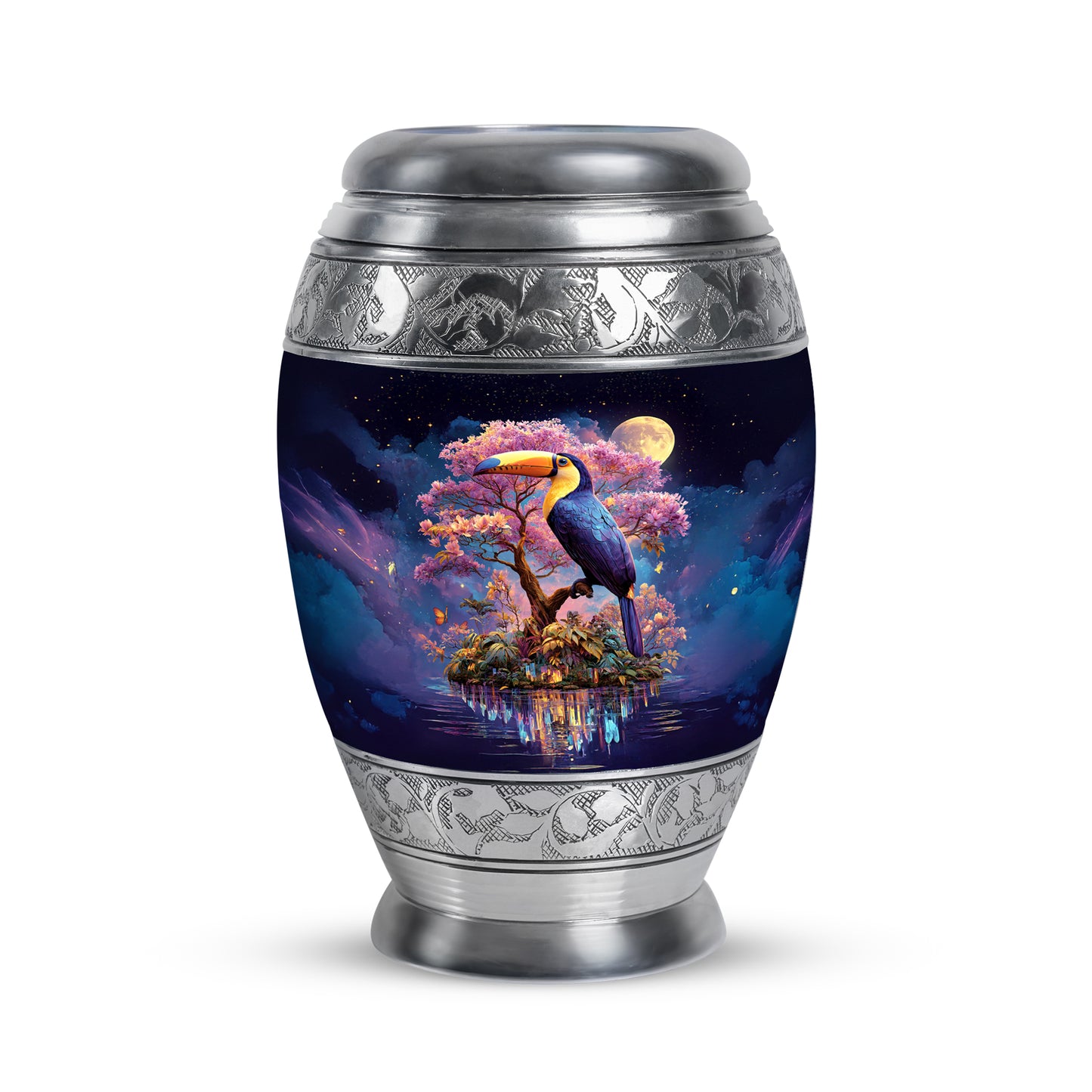 Blue Hornbill Reflection Cremation Urns for Human Ashes - 10-inch, 200 cu in - Yatskia