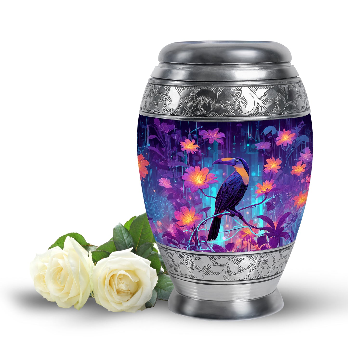 Blue Exquisite Hornbill Memorial Urn for Ashes - 10-inch, 200 cu in - Yatskia