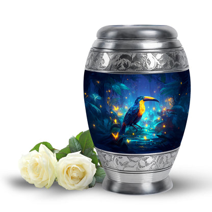 Blue Exquisite Hornbill Memorial Urn for Ashes - 10-inch, 200 cu in - Yatskia