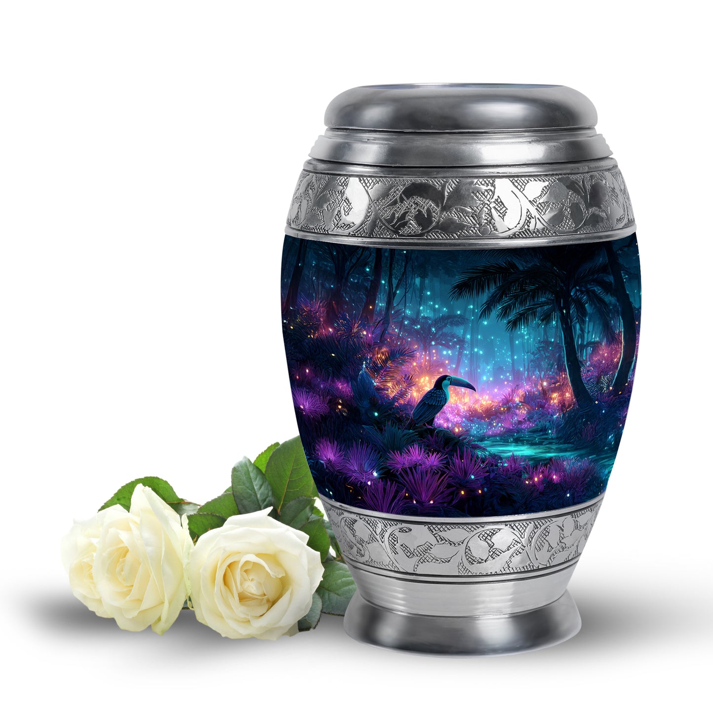 Personalized Hornbill Cremation Urns - Eminent Blue 10-inch, 200 cu in - Yatskia