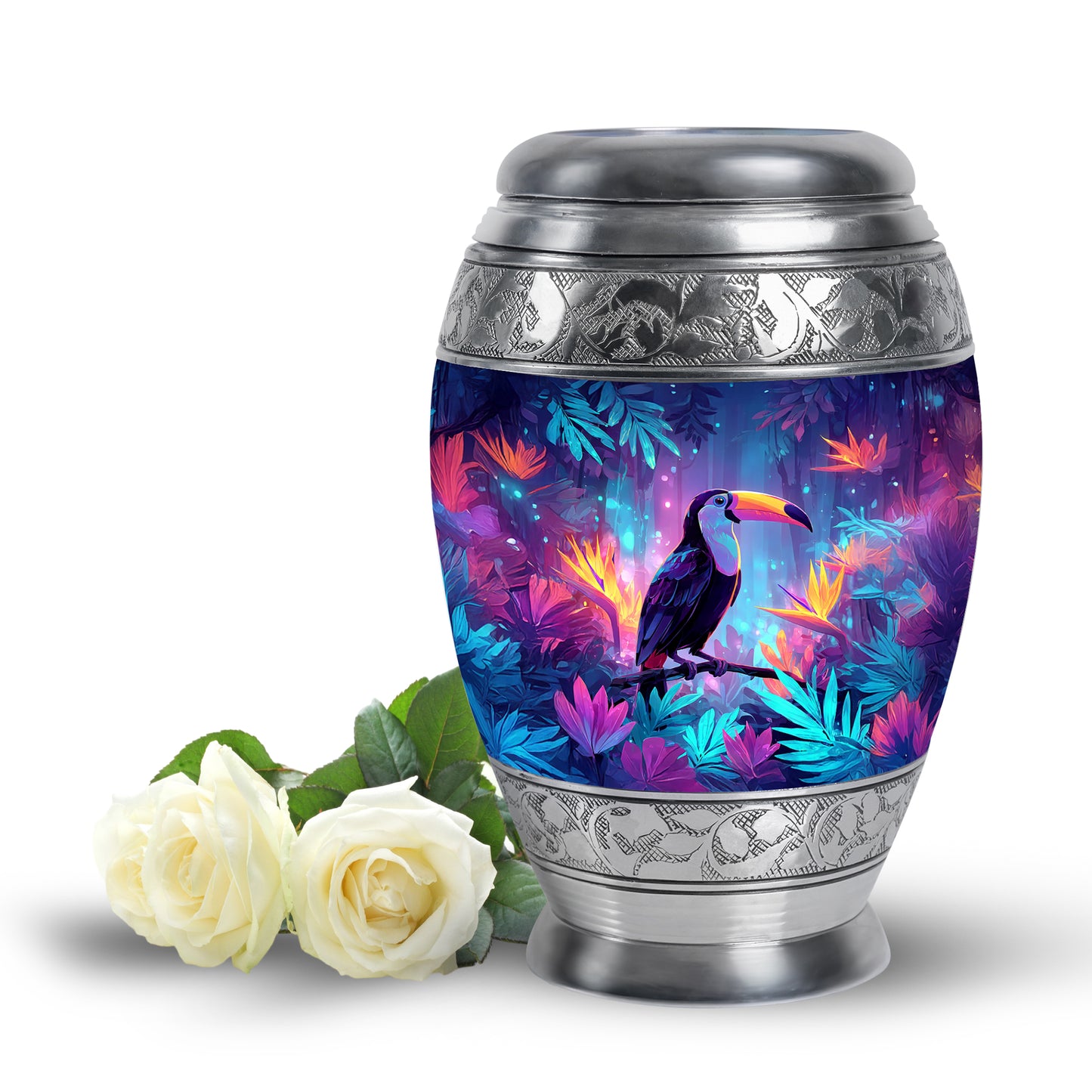 Personalized Hornbill Cremation Urns - Wondrous Blue 10-inch, 200 cu in - Yatskia