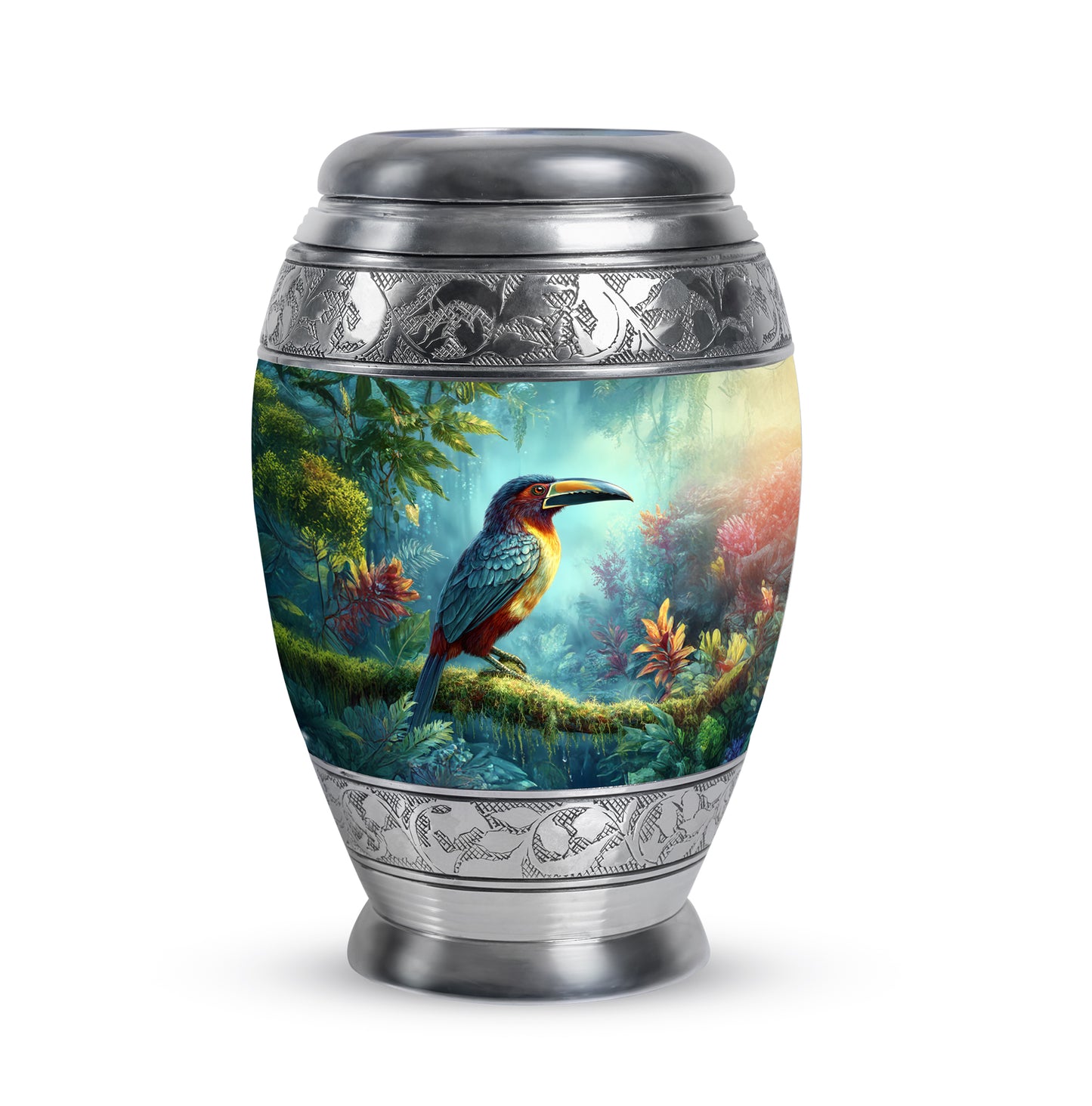 Teal Beloved Hornbill Cremation Urns for Human Ashes - 10-inch, 200 cu in - Yatskia