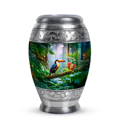 Green Exquisite Hornbill Memorial Urn for Ashes - 10-inch, 200 cu in - Yatskia