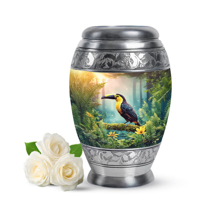 Gold Venerable Hornbill Cremation Urns for Human Ashes - 10-inch, 200 cu in - Yatskia